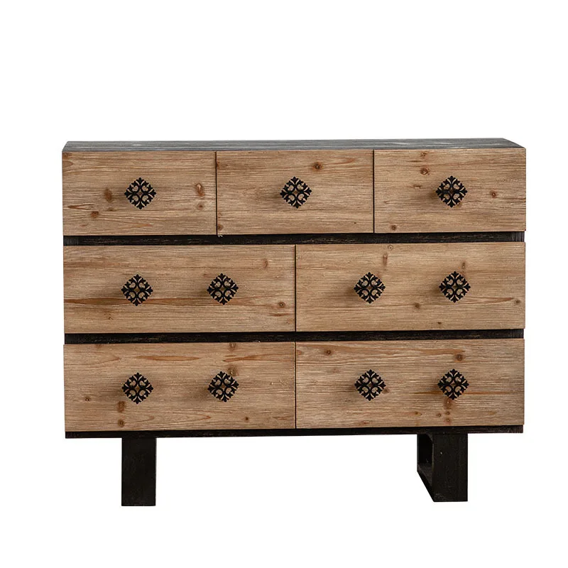 

Wooden retro and old porch chest, antique living room side cabinet storage cabinet, creative store decoration display cabinet