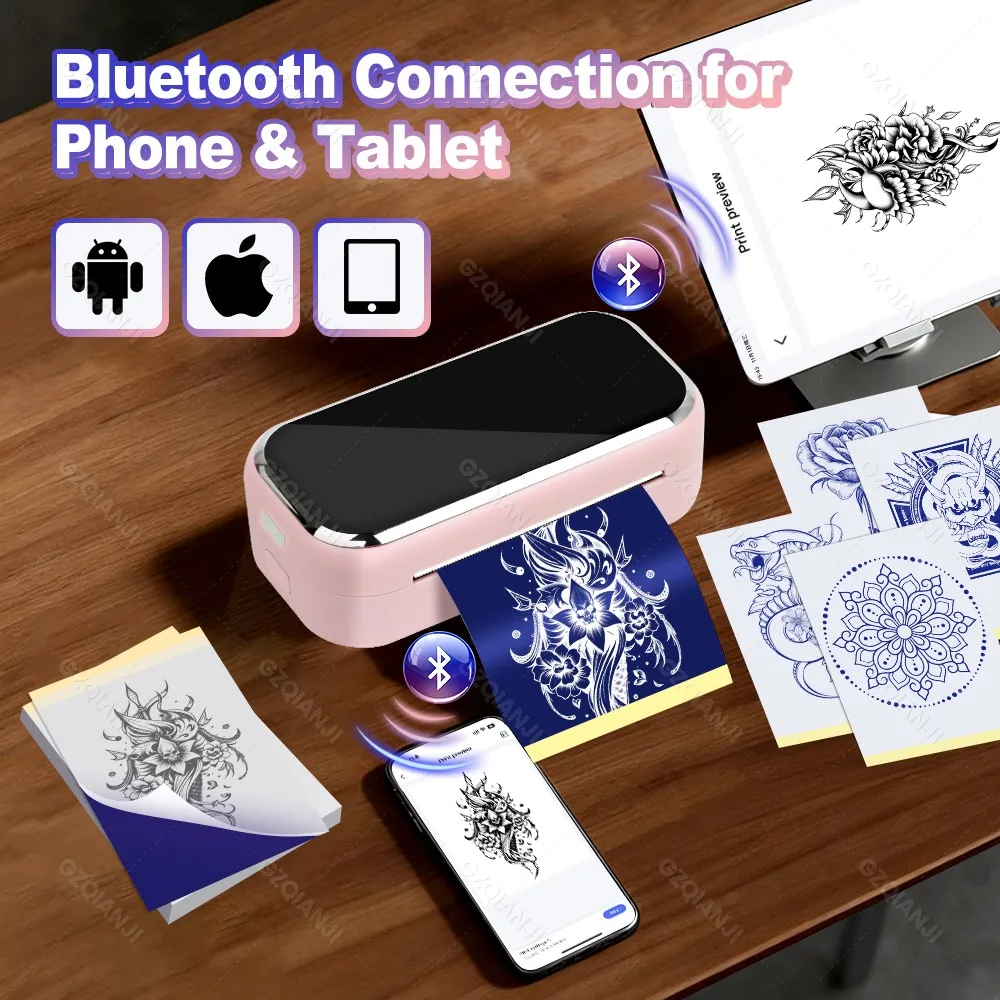 80mm Mini Tattoo Stencil Printer AIMO MR3 Wireless Thermal Tattoo Maker & 3inch Transfer Paper Fucos on Small Tattoo Pattern New