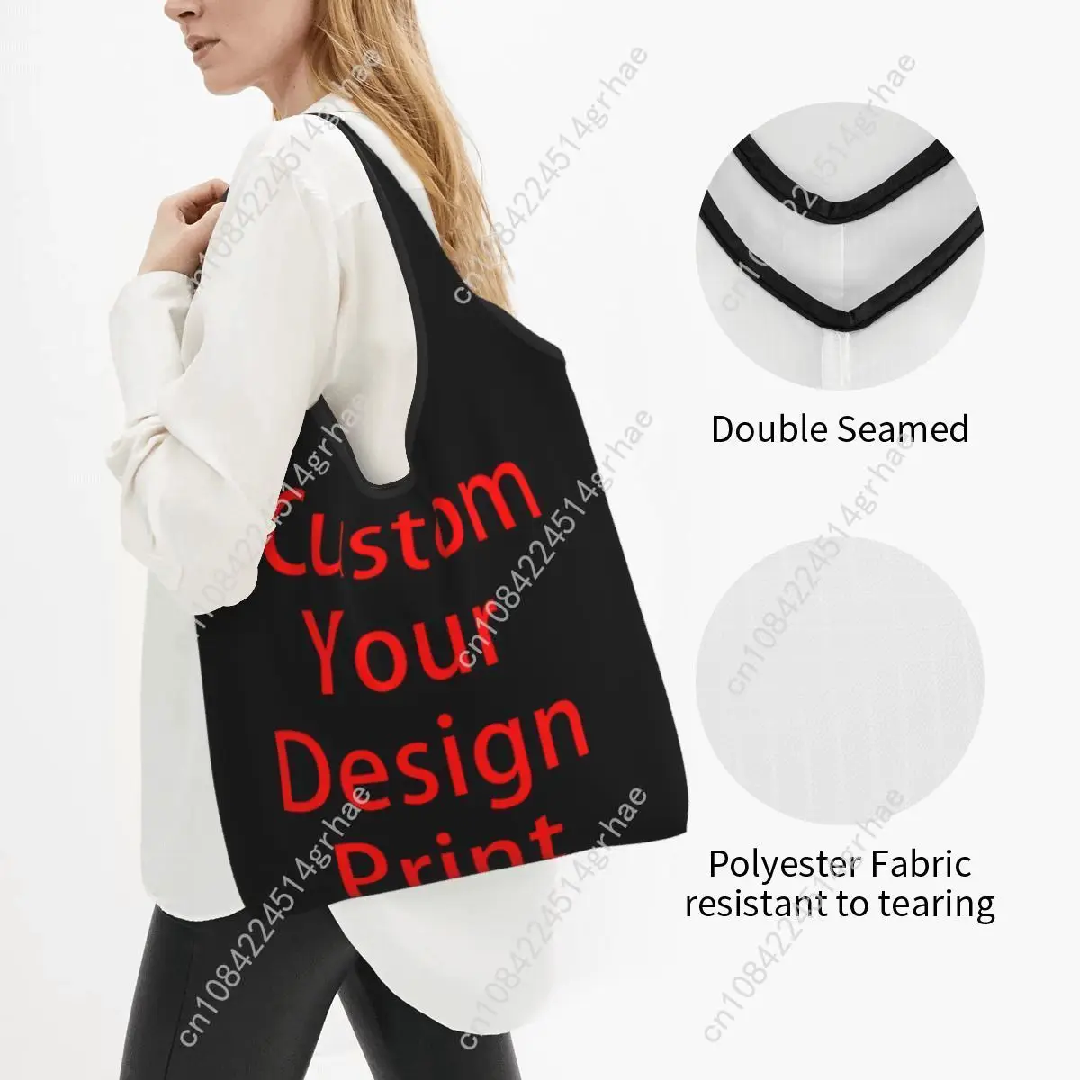Custom Custom Your Design Shopping Bag Women Portable Large Capacity Groceries Customized Logo Printed Shopper Tote Bags