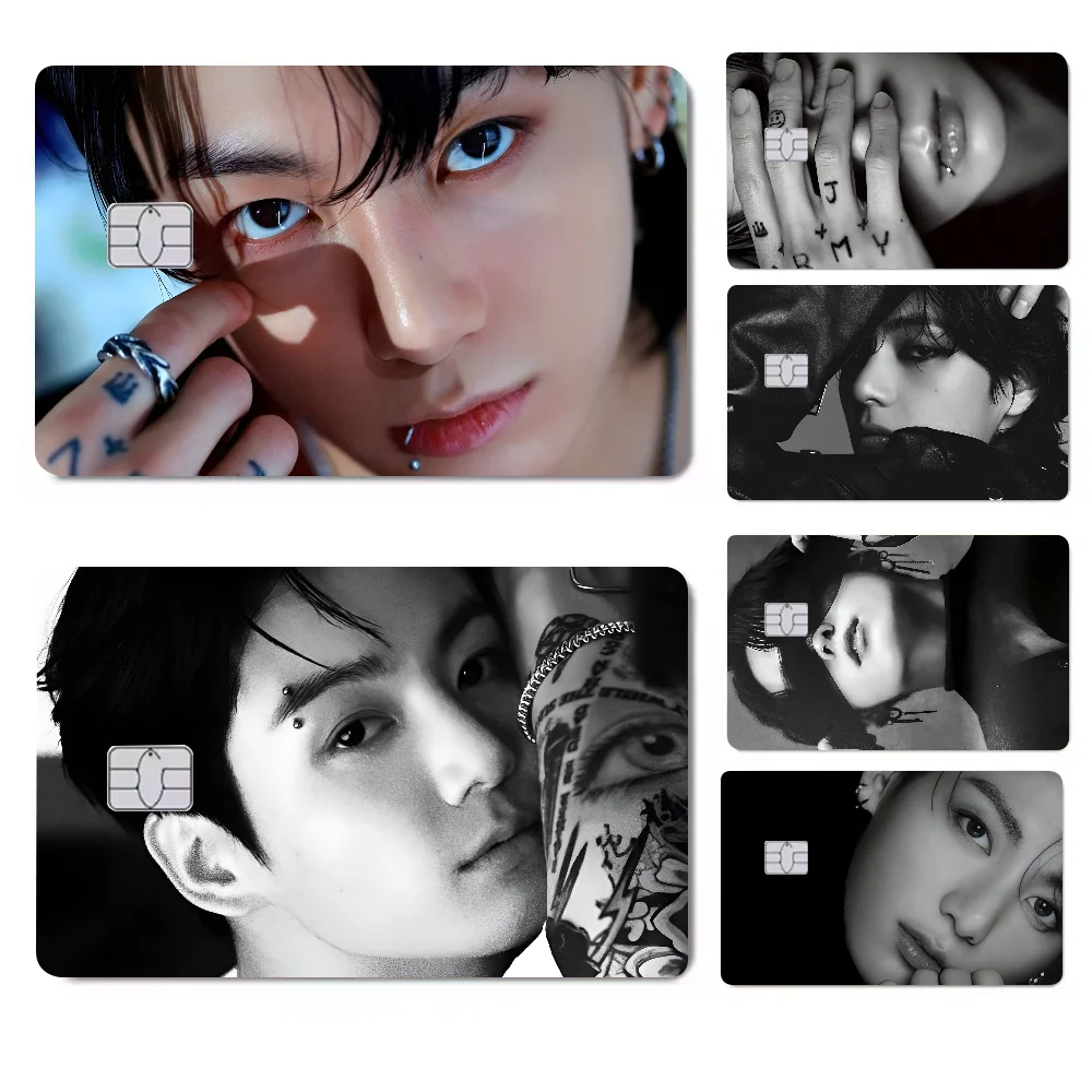Corea e-uphoria j-jungkook-K-KPOP Anmie 4 Uds 1 Juego de película adhesiva cubierta de piel para tarjeta de crédito tarjeta bancaria de débito frontal