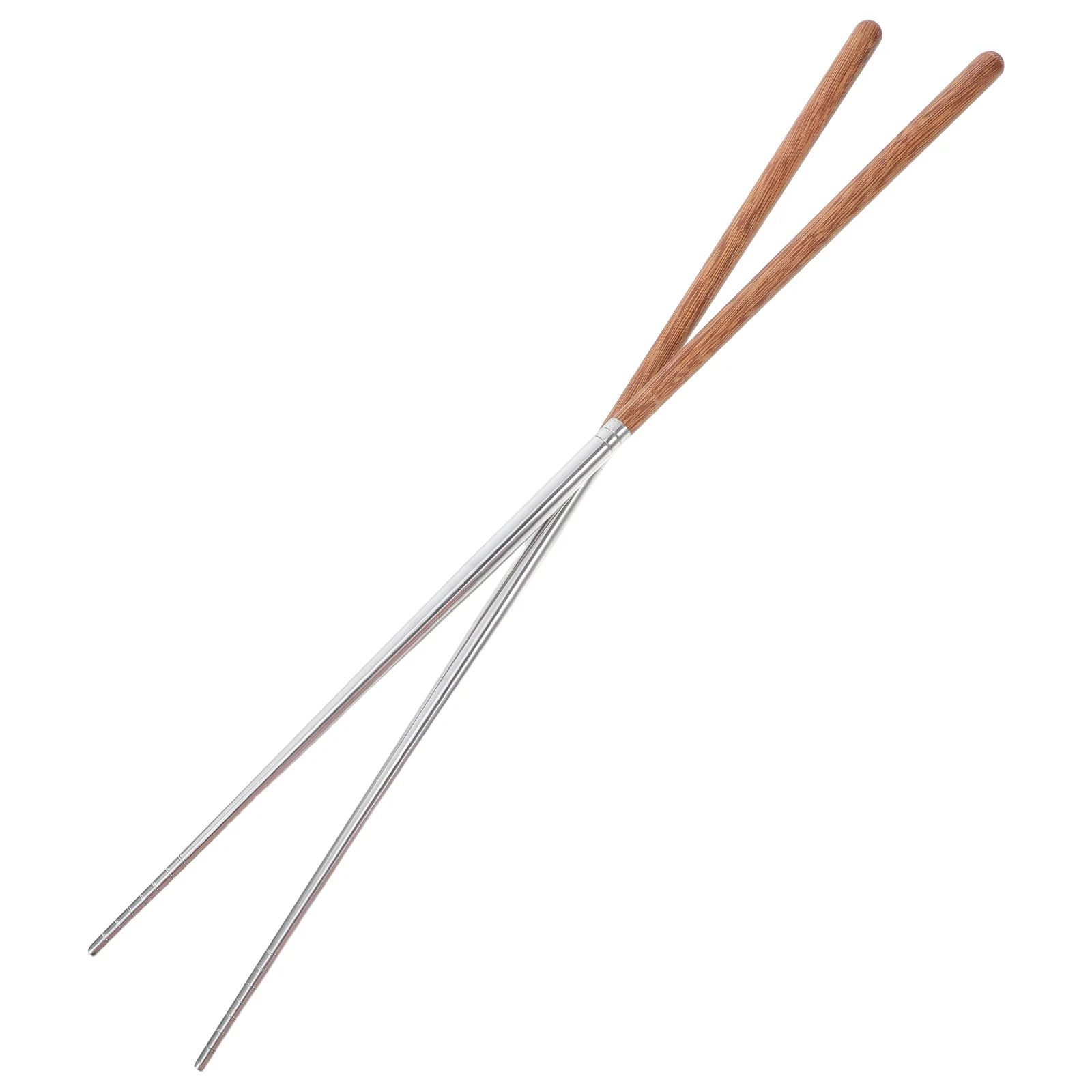 

1Pair Long Handle Chopsticks Stainless Steel Wood Cooking Chopsticks Anti Scald Heat Resistant for Hot Pot Frying Kitchen Food