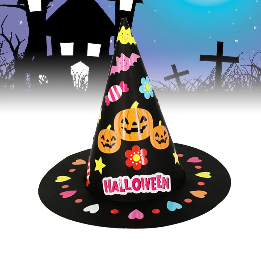2Pcs DIY Cartoon Hat Kit for Children Handmade Craft Set Perfect for Home Kindergarten Halloween Parties Develops Fine Motor