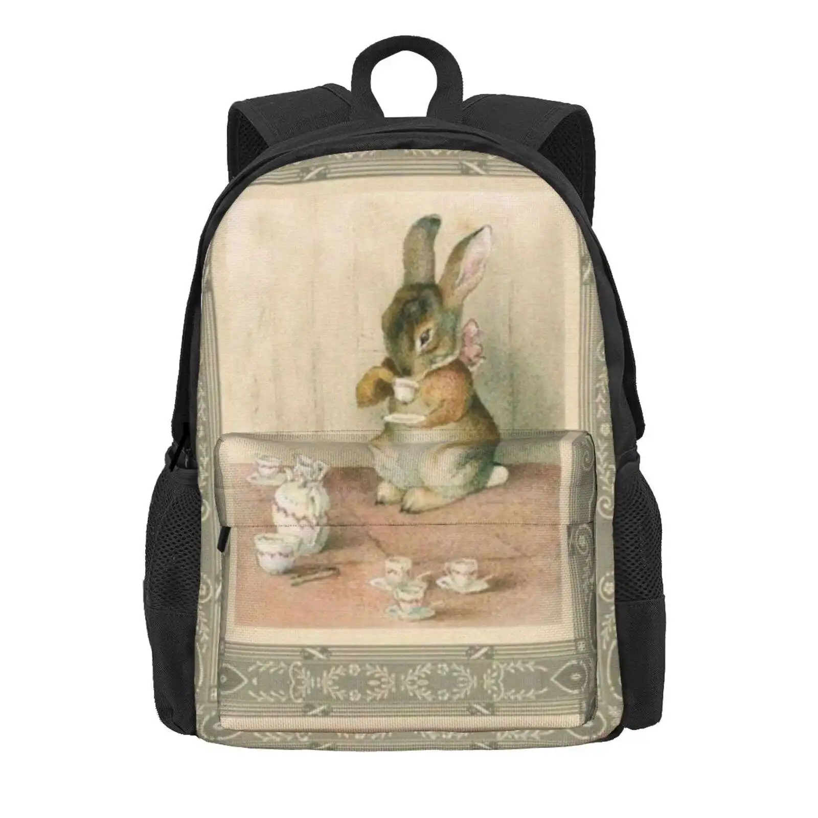 Beatrix Potter Rabbit Tea Party Book Cover Illustration Hot Sale Schoolbag Backpack Fashion Bags Beatrix Potter Book Tea Party