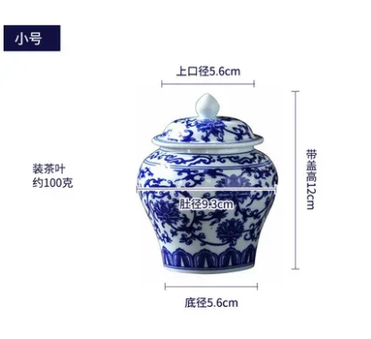 Blue and White Porcelain Ceramic Jar Home Decoration Ornaments Storage Sealed Organizer Flower Vase Tea Box Caddy