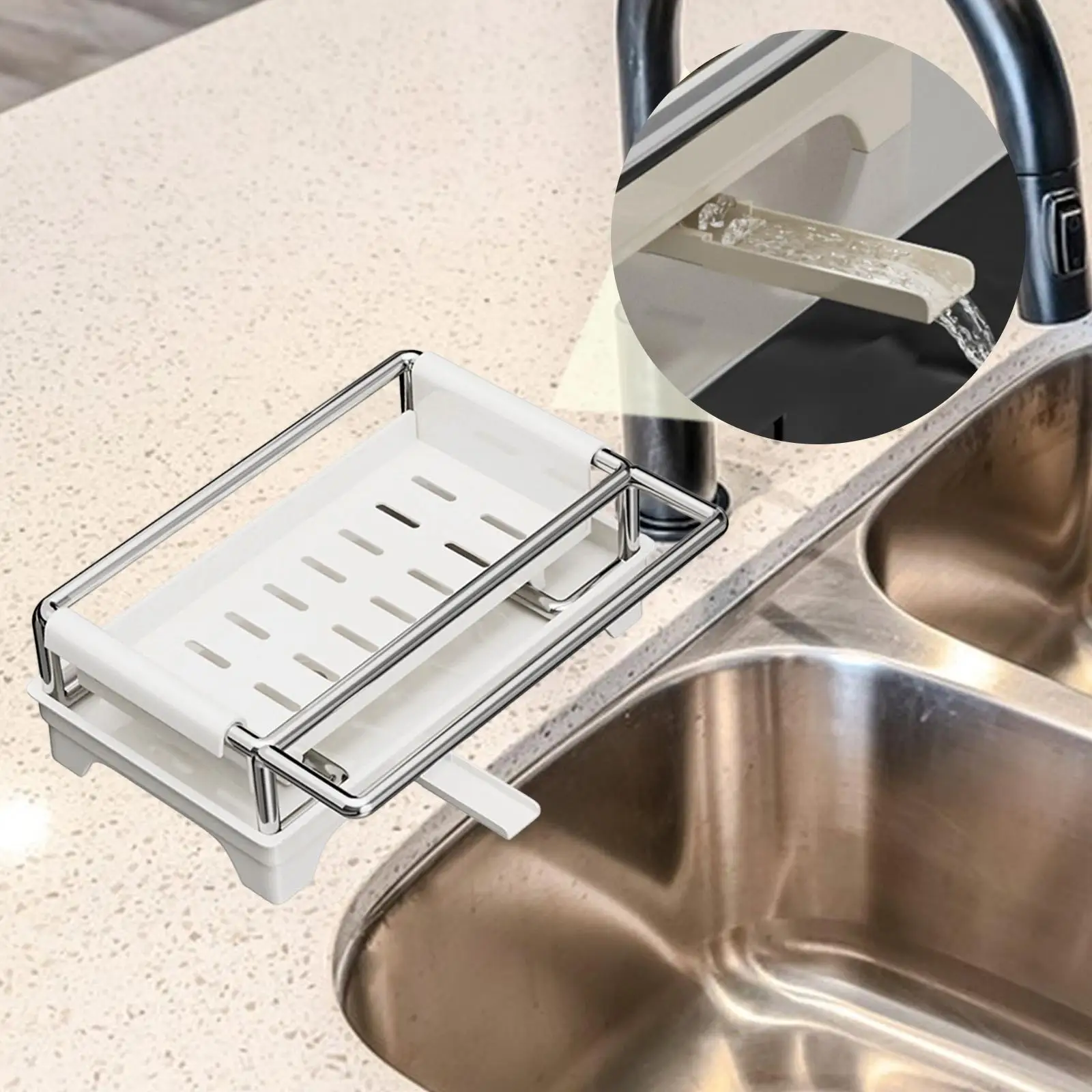 Sponge Holder for Kitchen Sink, Stainless Steel, Efficient Storage of Important