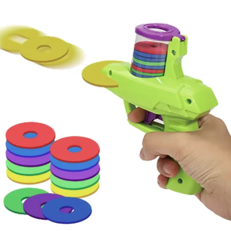 Juego interactivo de juguetes para perros y gatos con discos voladores coloridos, lanzador de pistola para mascotas para gatitos, adiestramiento interior y exterior, diversión para atrapar