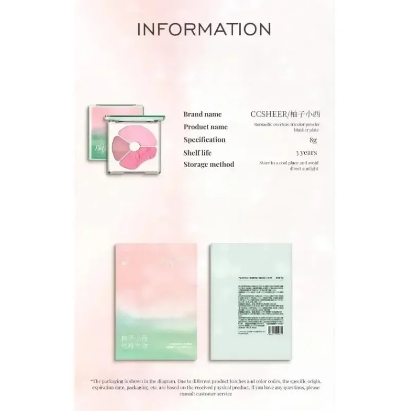 CC Sheer Tri-Color Blush Palette Colore astringente Espandibile Fard termoretraibile Evidenziazione Finitura Bellezza rara Trucco femminile Raro