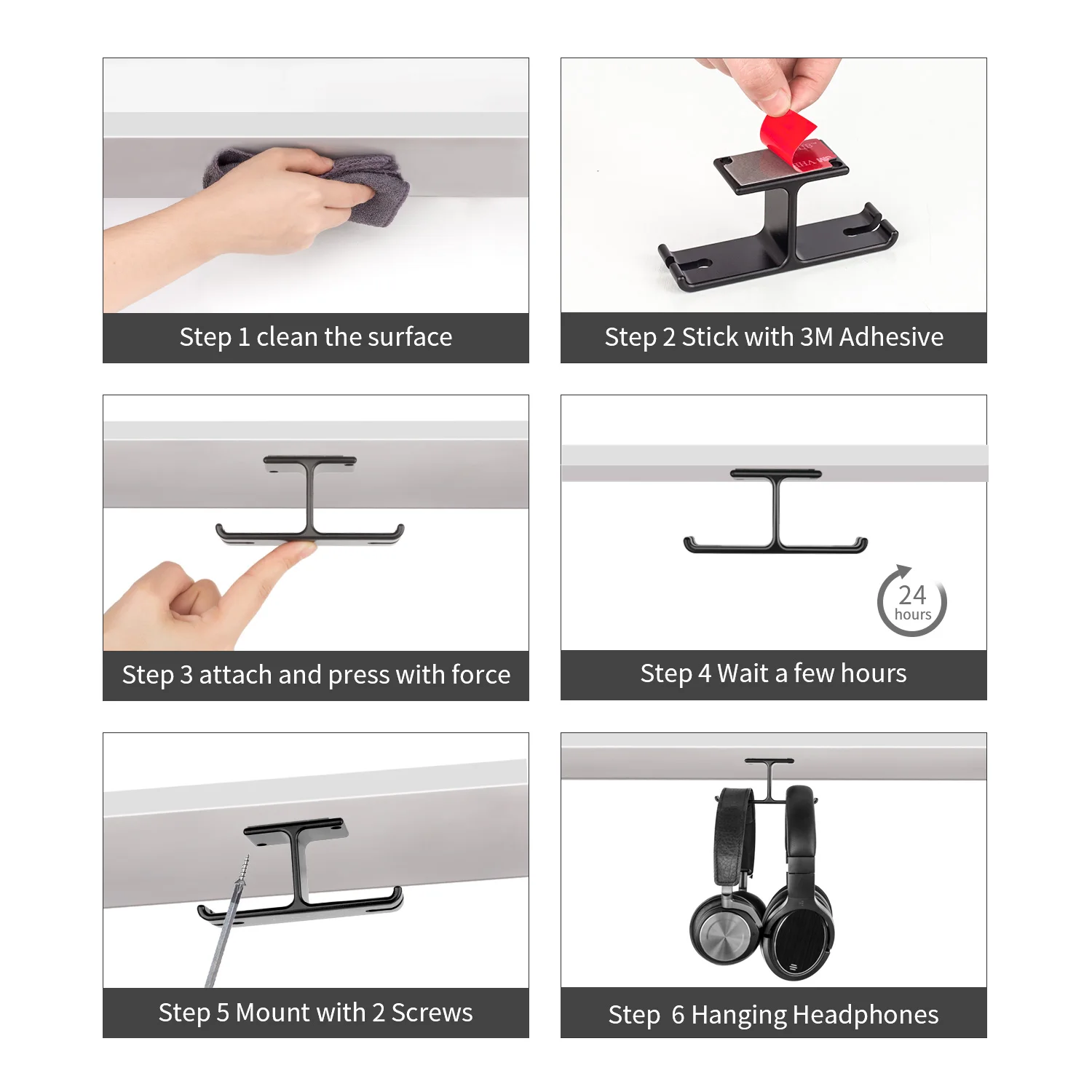 جديد Bee Z10 حامل سماعة الرأس حامل سماعة الرأس العالمي 2 في 1 شماعات معدنية جدار هوك سماعة حامل الرف #4