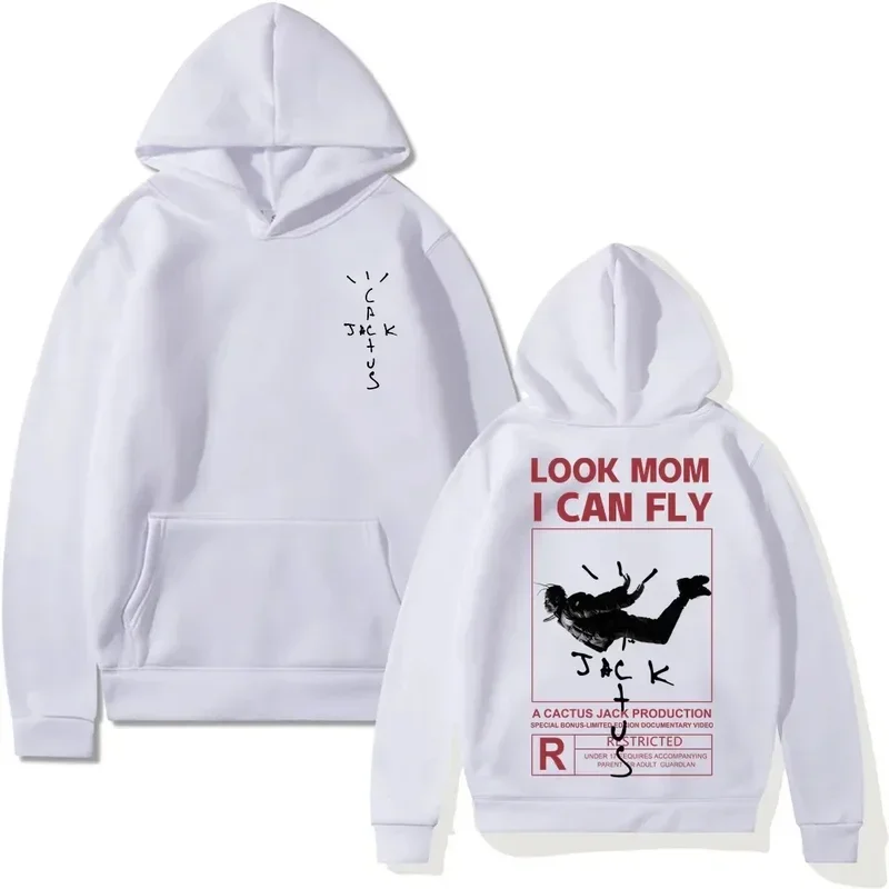 

Cactus Hoodie Women Double-sided Logo Print LOOK MOM I CAN FLY Letter Printing Pullovers Unisex Fashion Casual Trend Streetwears