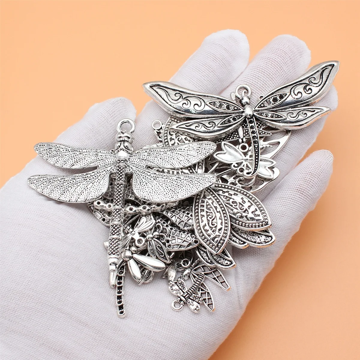 30pcs Antique Silver Color Dragonfly Charms Collection For DIY Jewelry Making, 30 Styles, 1 of Each