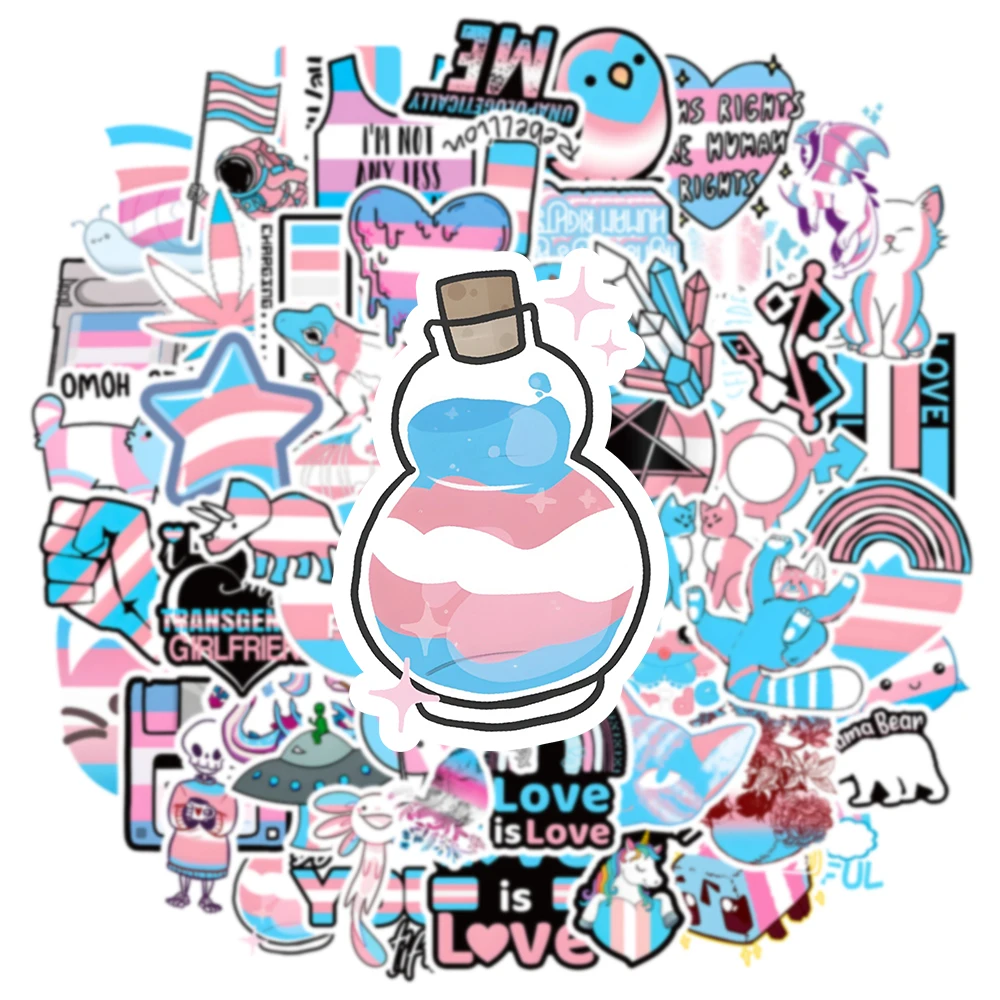 30/50PCS Trans Pride Stickers for Skateboard Laptop Guitar Luggage Bike Fridge Scrapbook Graffiti Aesthetics Decals Pop Decor