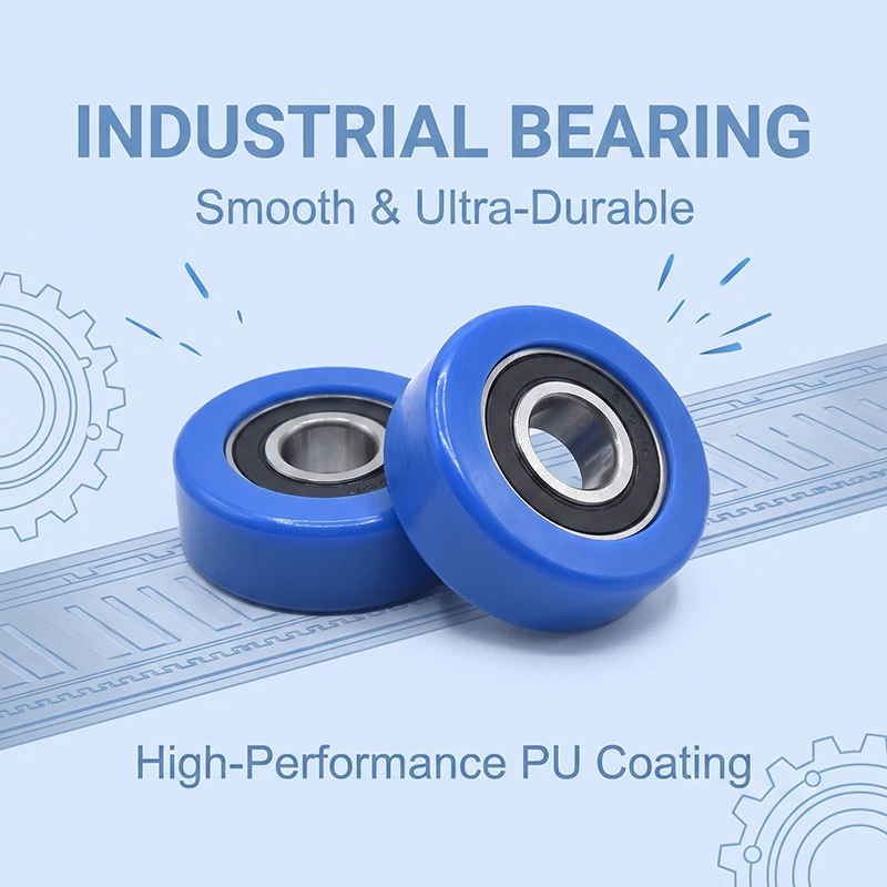 8pcs 4x15x5 Soft Rubber Bearings PU62415-5 OD 15mm Polyurethane Coated Mechanical Conveyor Belt Pulley PU Plastic Wheel Bearing