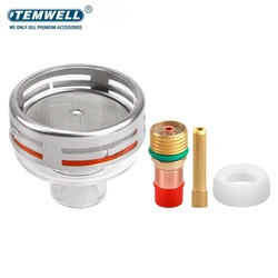 TEMWELL Collect Body Gas Lens Cup 12# 14# 16# 24# Clear Glass Nozzle Gasket Kit for TIG Welding Torch WP‑17/18/26 Accessories