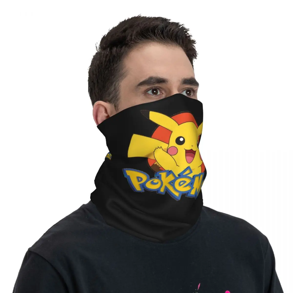 Japanese Cartoon Game Pokemon Pikachu Bandana Neck Cover Motor Motocross Face Scarf  Headwear Cycling Unisex Adult