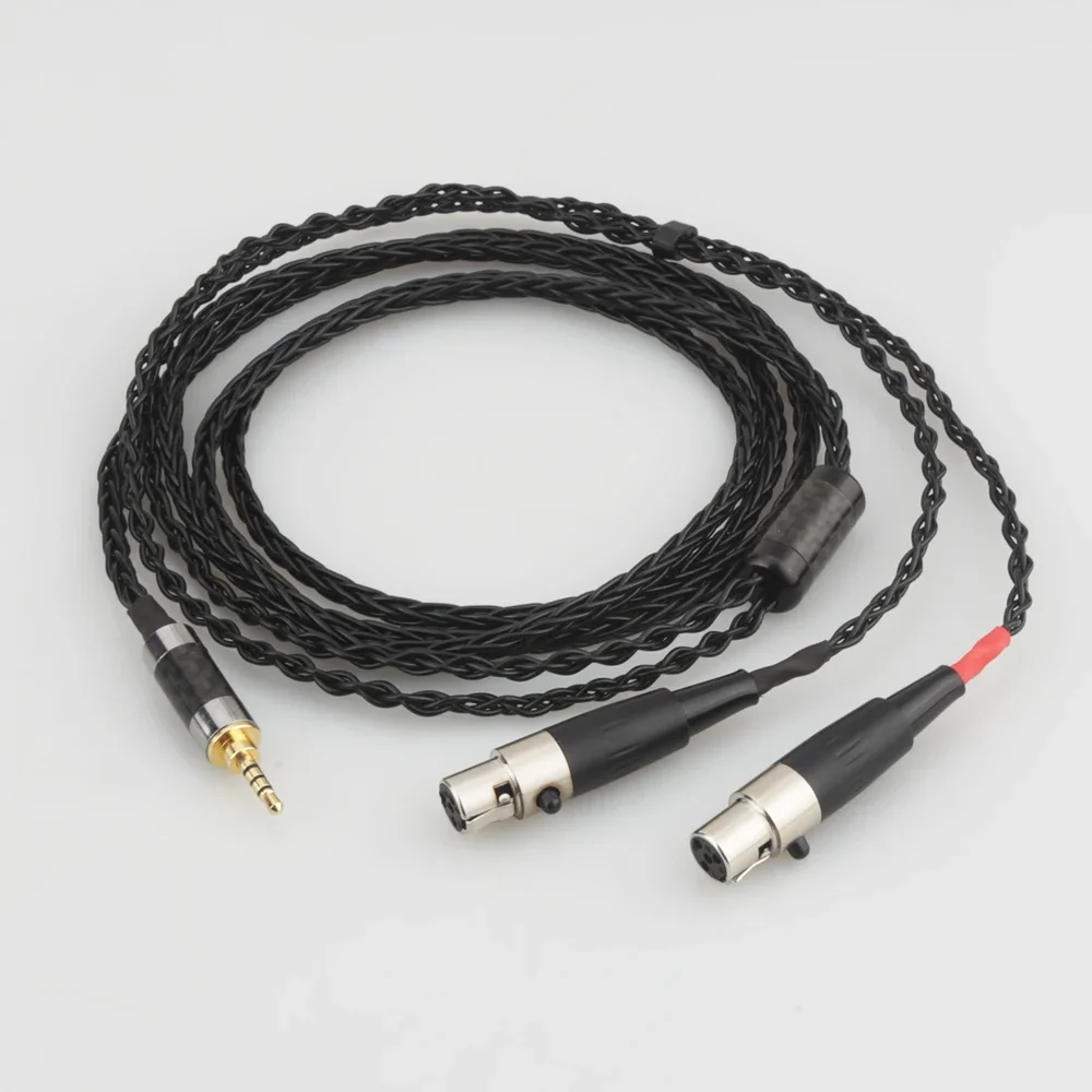 Earphone lapis perak hitam, kabel Upgrade Headphone lapisan perak 2.5/3.5/4.4mm/XLR untuk LCD-3 Audeze LCD3 LCD-2 LCD2 LCD-4