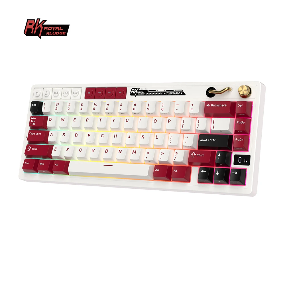 RK ROYAL KLUDGE M65 Battery Display Gamer Keyboard 66 Keys PBT Multi-functional Gasket RGB Tri-mode Wireless Mechanical Keyboard