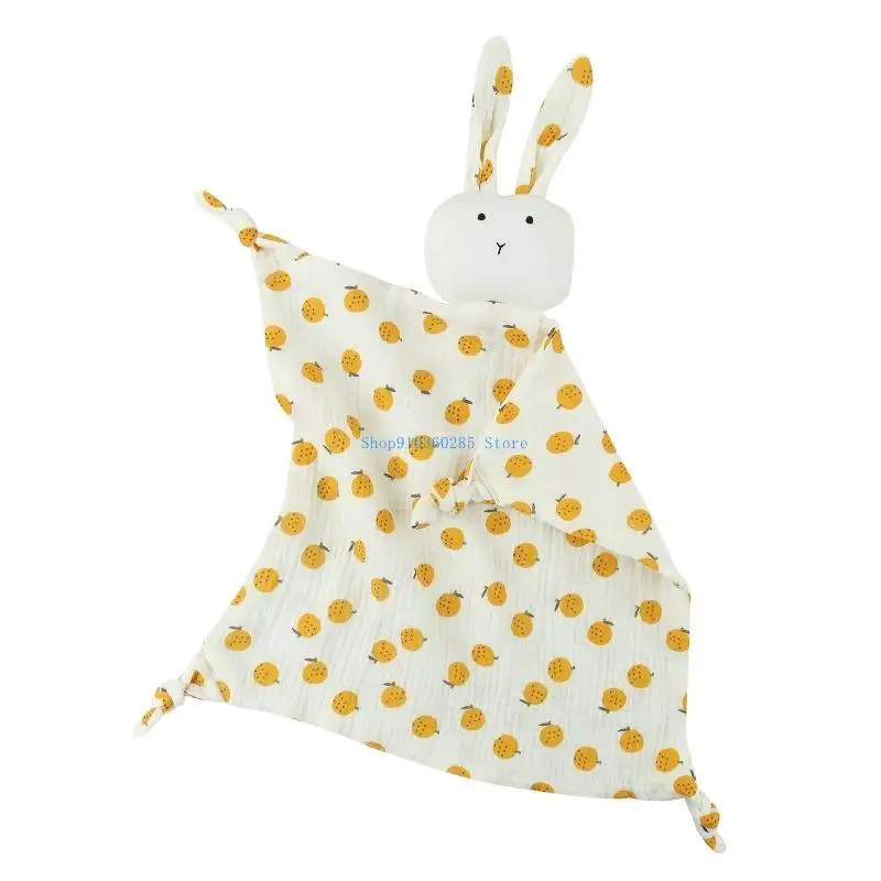 K9FF Baby Appease Towel with Stuffed Rabbit Soft Cotton Soothe Infants Comfort Sleeping Nursing Cuddling Blanket