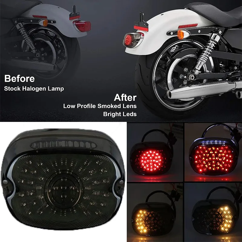 

Motorcycle LED TailLamp Rear Brake Tail Run Light Taillight License Light For Sportster 883 1200 Softail Touring LED Tail Light