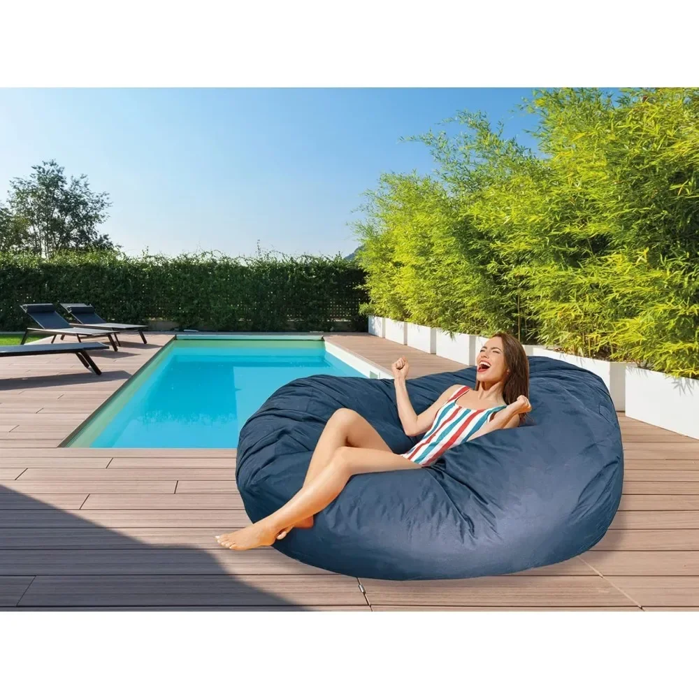 Canapé pouf d'extérieur bleu marine, chaise longue confortable, 7 pieds, imperméable, se décolore