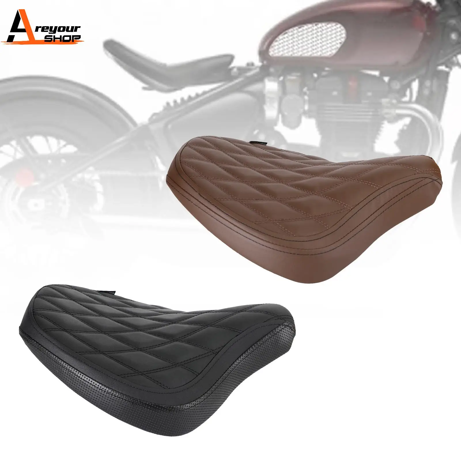 

Areyourshop Front Driver Raider Seat Pillion Cushion Diamond For Tr Bobber 17-22 2020 2021 Brown