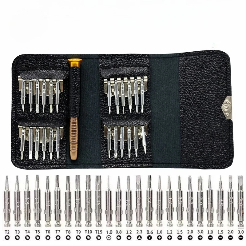 1/2” Set w/ Box, 25-in-1 Manual Screwdriver, Multi-Bit Kit for Phone & Small Appliance Repair