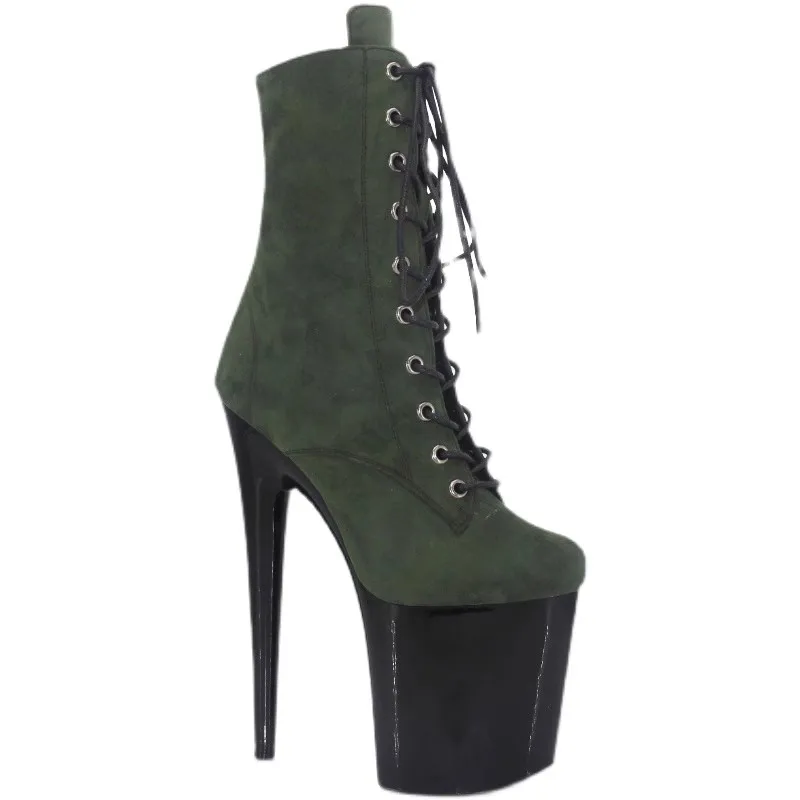 LAIJIANJINXIA New 20CM/8inches Suede Upper Sexy Exotic High Heel Platform Party Women Boots Pole Dance Shoes MA016