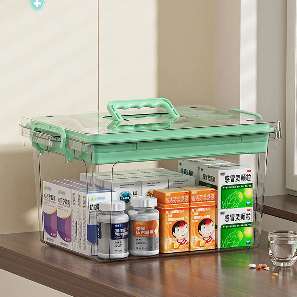 Large Capacity Portable Medicine Box Multi-layer Portable First Aid Medicine Box Medicine Storage Box Transparent Medicine Box