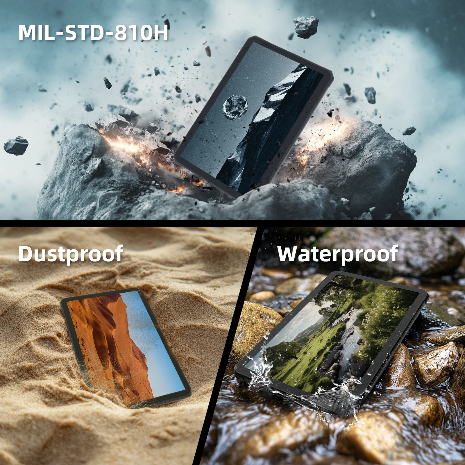 ONERugged T1 8-inch IP68 Waterproof ATEX Zone Android 14  4G Outdoor Rugged Tablet Pc with MIL-STD-810H