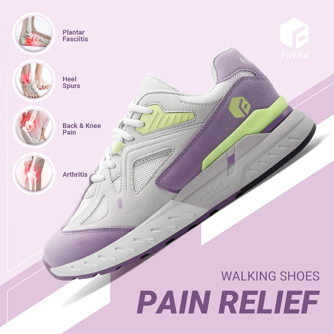 FitVille zapatos para caminar para mujer, zapatillas anchas para pie plano, fascitis Plantar, alivio del dolor en el talón, zapatos ligeros antideslizantes