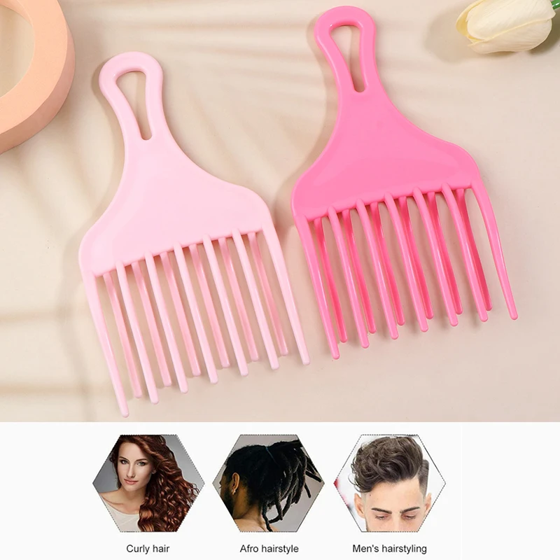 

1pc Insert Afro Hair Pick Comb Wide Comb Teeth Hair Fork Brush Man Oil Head Hair Plastic Gear Comb Curly Afro Hairdressing Tools