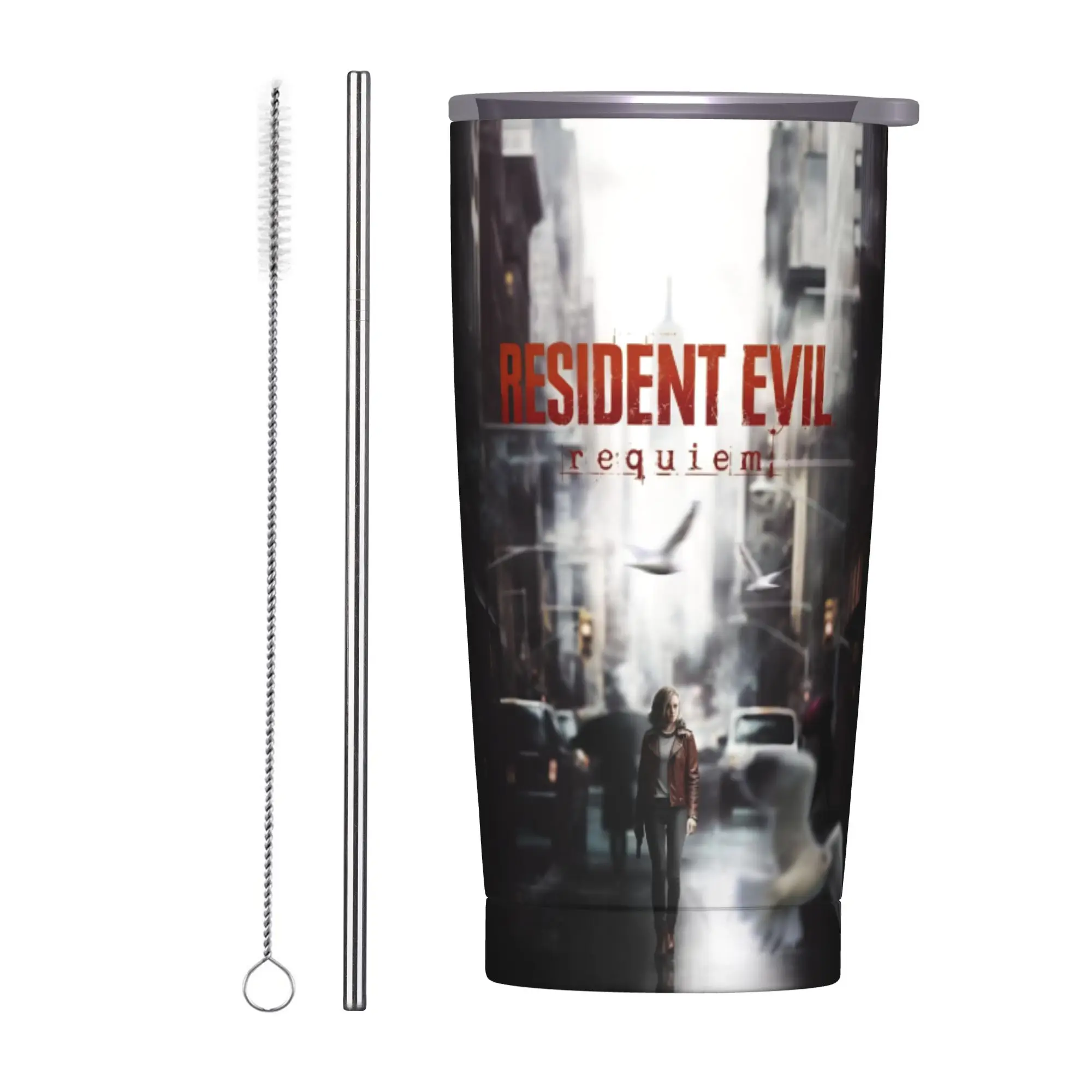 Residents Evils 9  Tumbler Vacuum Insulated Games Coffee Cups with Lid Straw Car Mugs Spill Proof 20oz