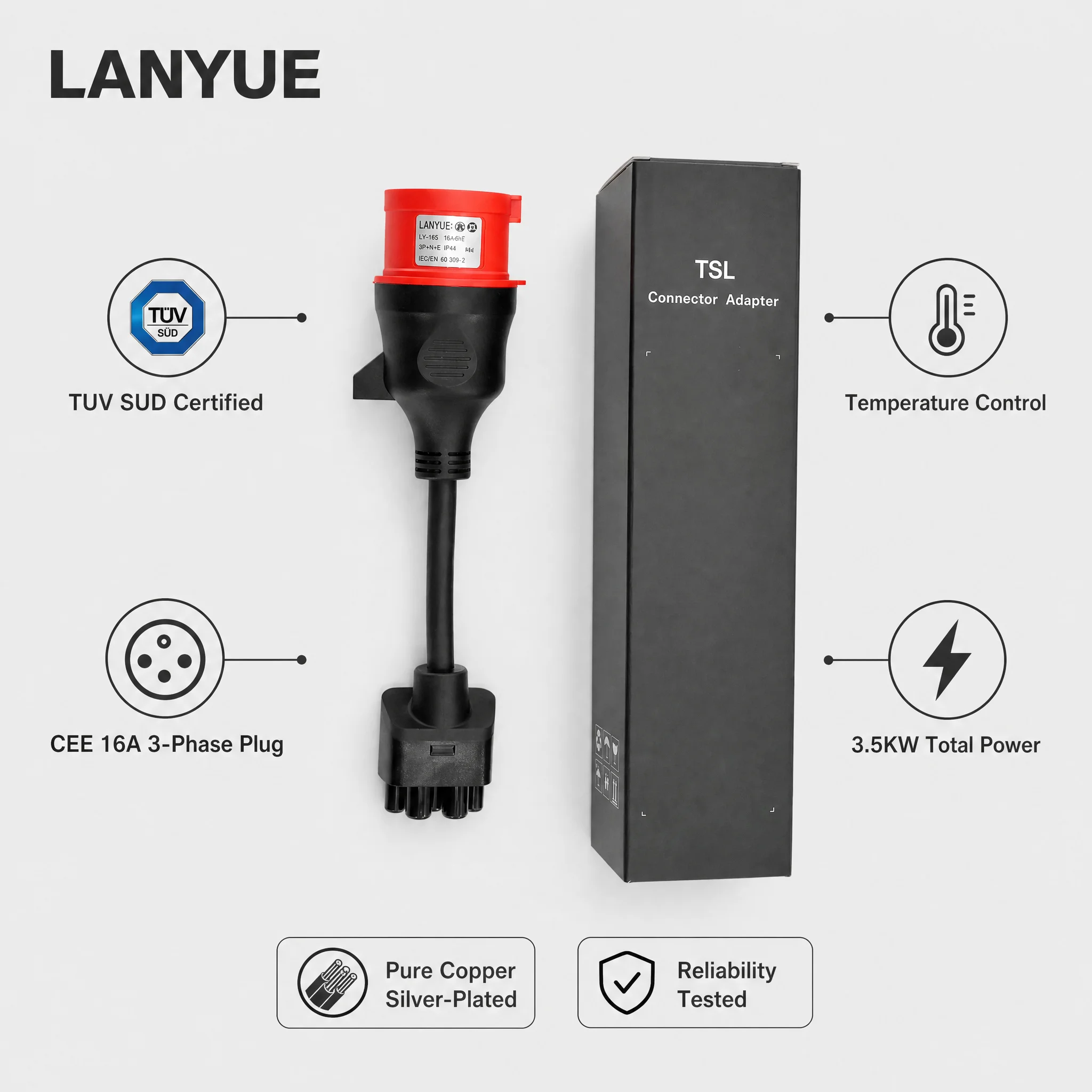 Model S,3,X,Y Gen 2 Ev Charger Universal Mobile Connector 16A Red Adapter 5pin Red CEE Adapte