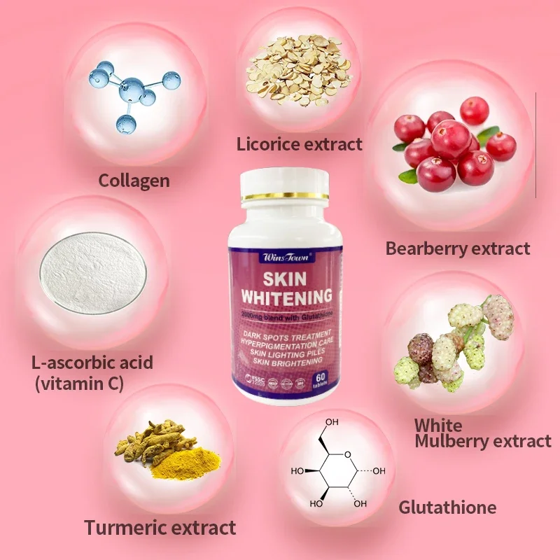 Skin Care Vitamin C and Vitamin Gummies and Health Tablet Candy Dietary Supplements Glutathione Whitening Capsules