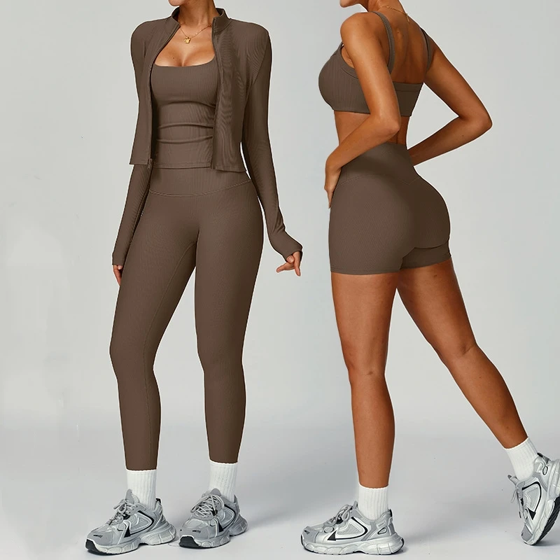 

2/3PCS Yoga Set Women's Gym Clothes Yoga Suits Fitness Tracksuit Long Sleeved Sports Bra High Waist Leggings Sports Suits
