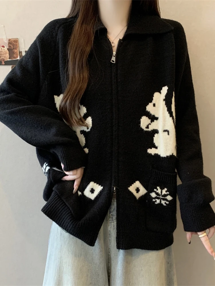 

Вязаный свитер Color Blo Long Sve для женщин, осенне-зимний, свободного кроя, универсальный, стройнящий, верхняя одежда, топ в корейском стиле