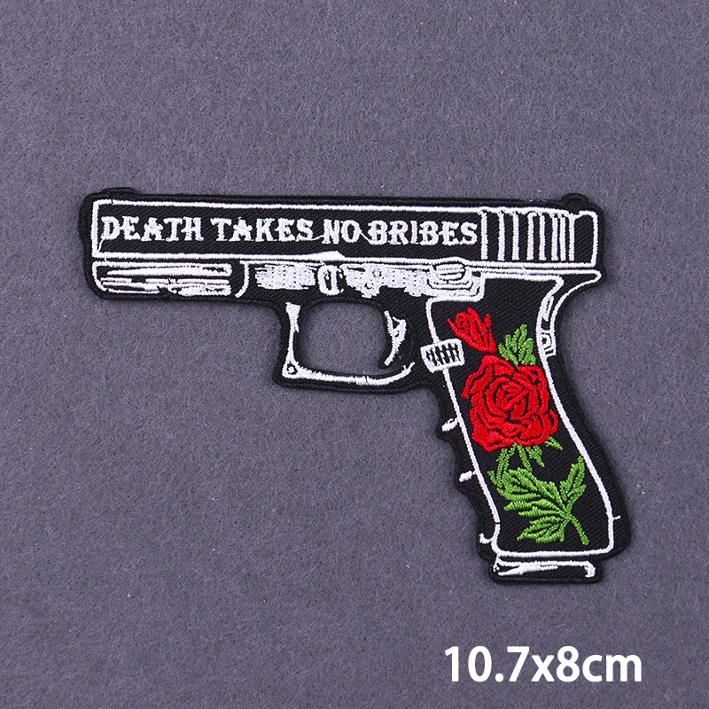 Punk Gun Patch Iron On Patches For Clothing Thermoadhesive Patches Hippie Skull Embroidered Patches On Clothes Stickers Badges