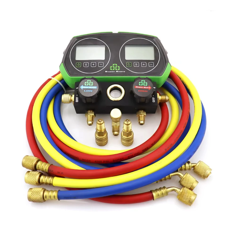 

Refrigerant Pressure Liquid and Fluoride Double Meter ST-B268D Fluoride Meter Set R410 Air Conditioning Car Refrigerant