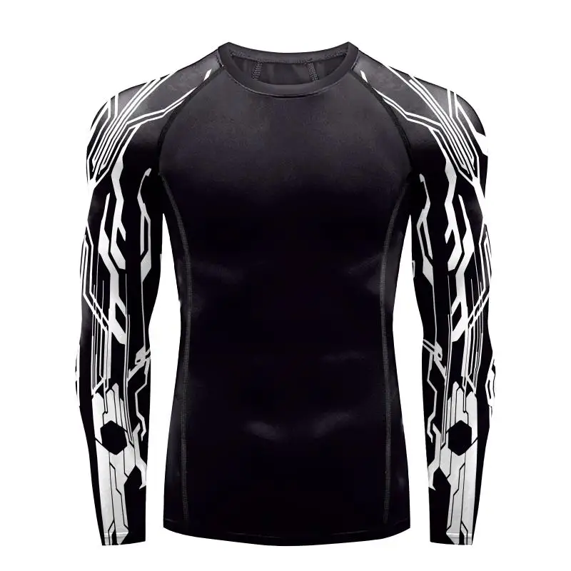 Mecha Arms Graphic Compression T-Shirts for Men Elastic Breathable Workout Tops Fitness Quick Dry Male Outdoor Sportwear