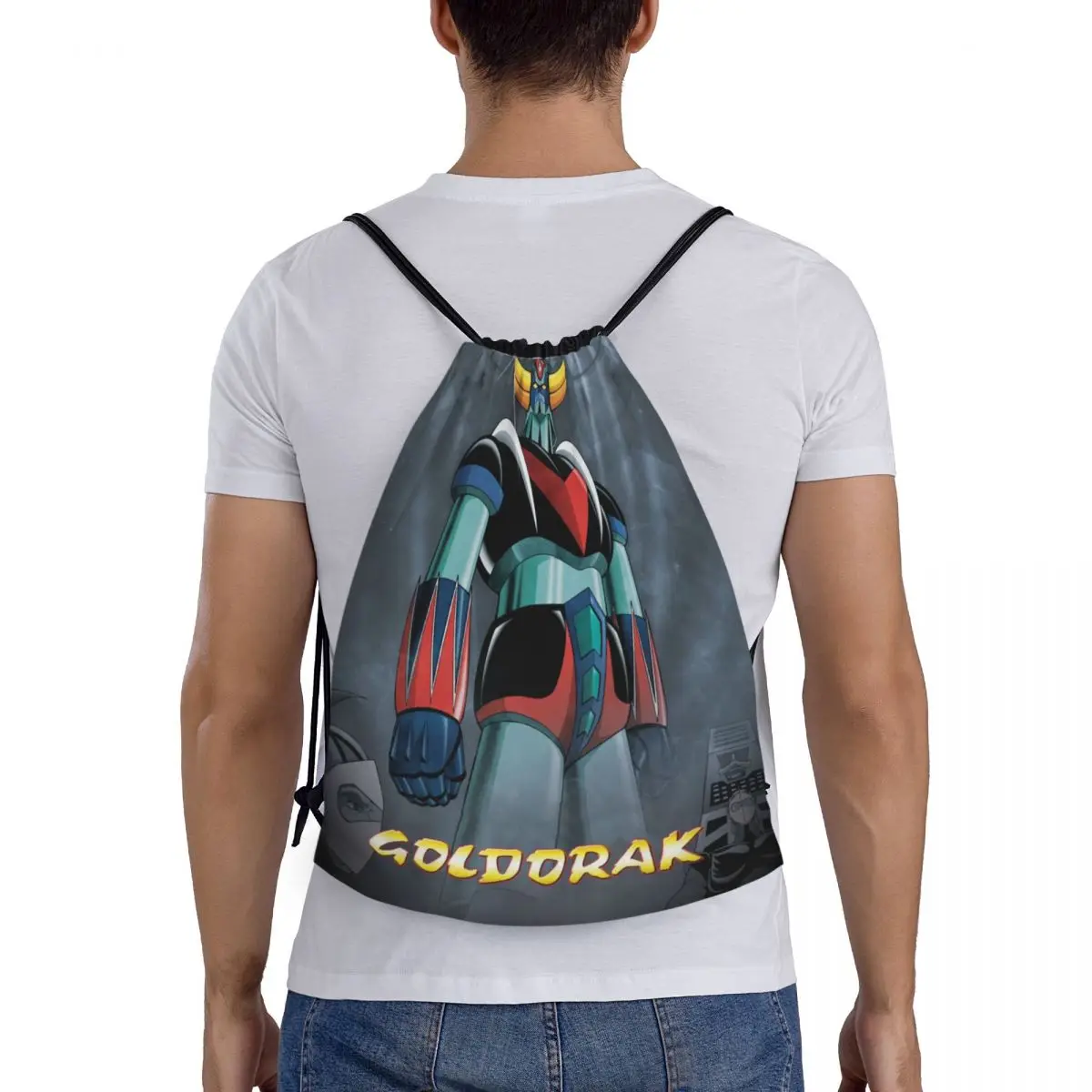 Goldorak Grendizer Kordelzug-Rucksack, Sport-Sporttasche für Damen und Herren, Anime-UFO-Roboter, Goldrake-Einkaufssack