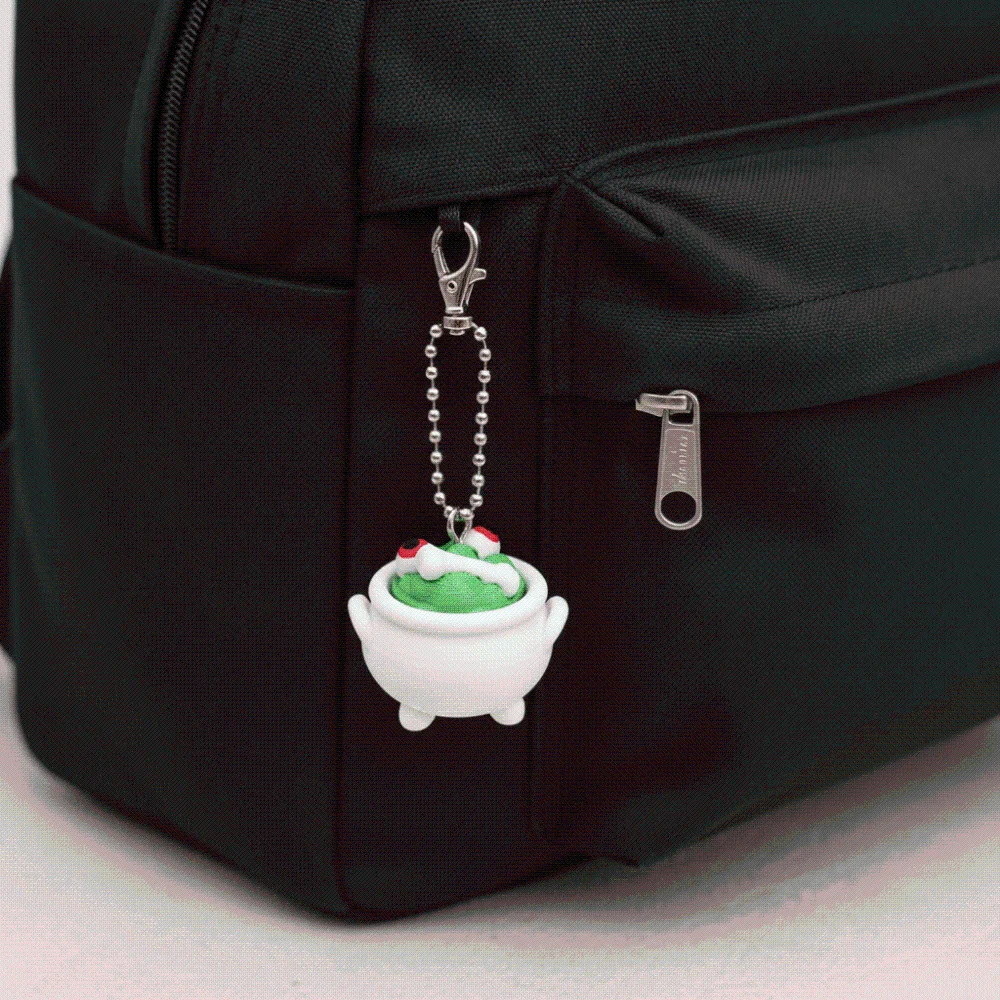 Miniature Halloween Ghost Key Chain Lightweight Portable Button Clicker Pendant Interactive Mechanical Witch Cauldron Charm