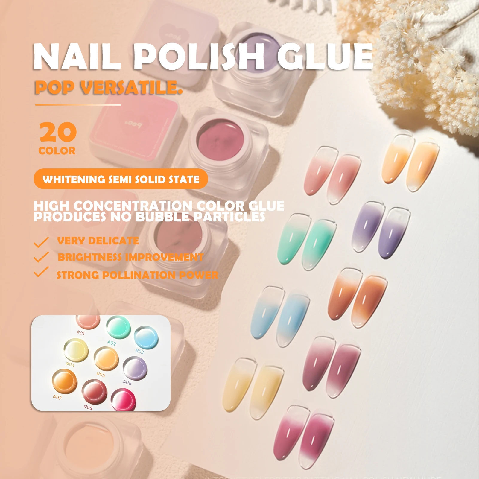 20 Colors Pat Painting Gel Nail Polish Set With Sponge Gradient Semi Permanent Soak Off UV LED Nail Art Gel Varnishes For Nails