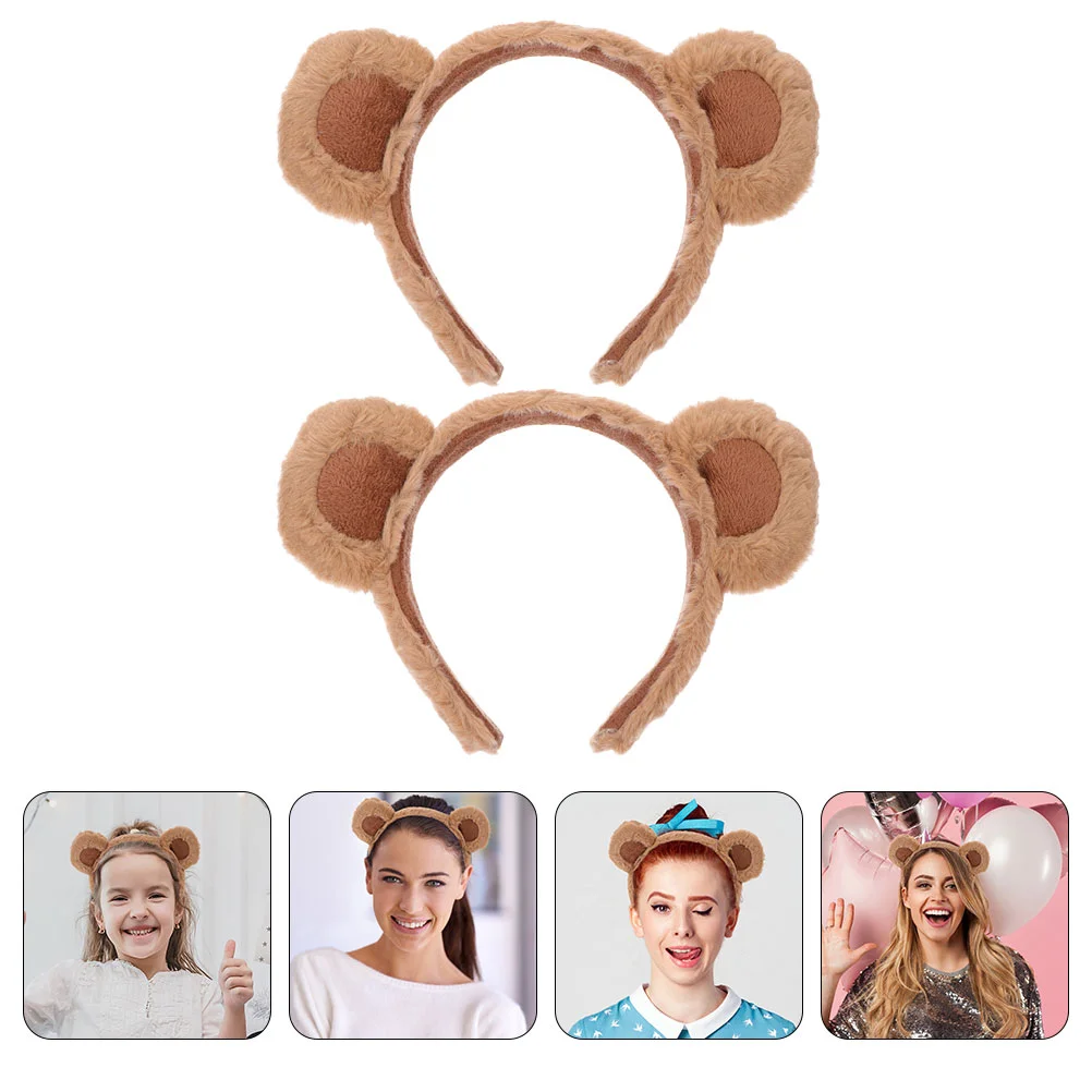 

2 Pcs Bear Headband Hair Bands Dress up Costume Reusable Christmas Ears Headbands Portable Fabric Lovely Baby Hairband