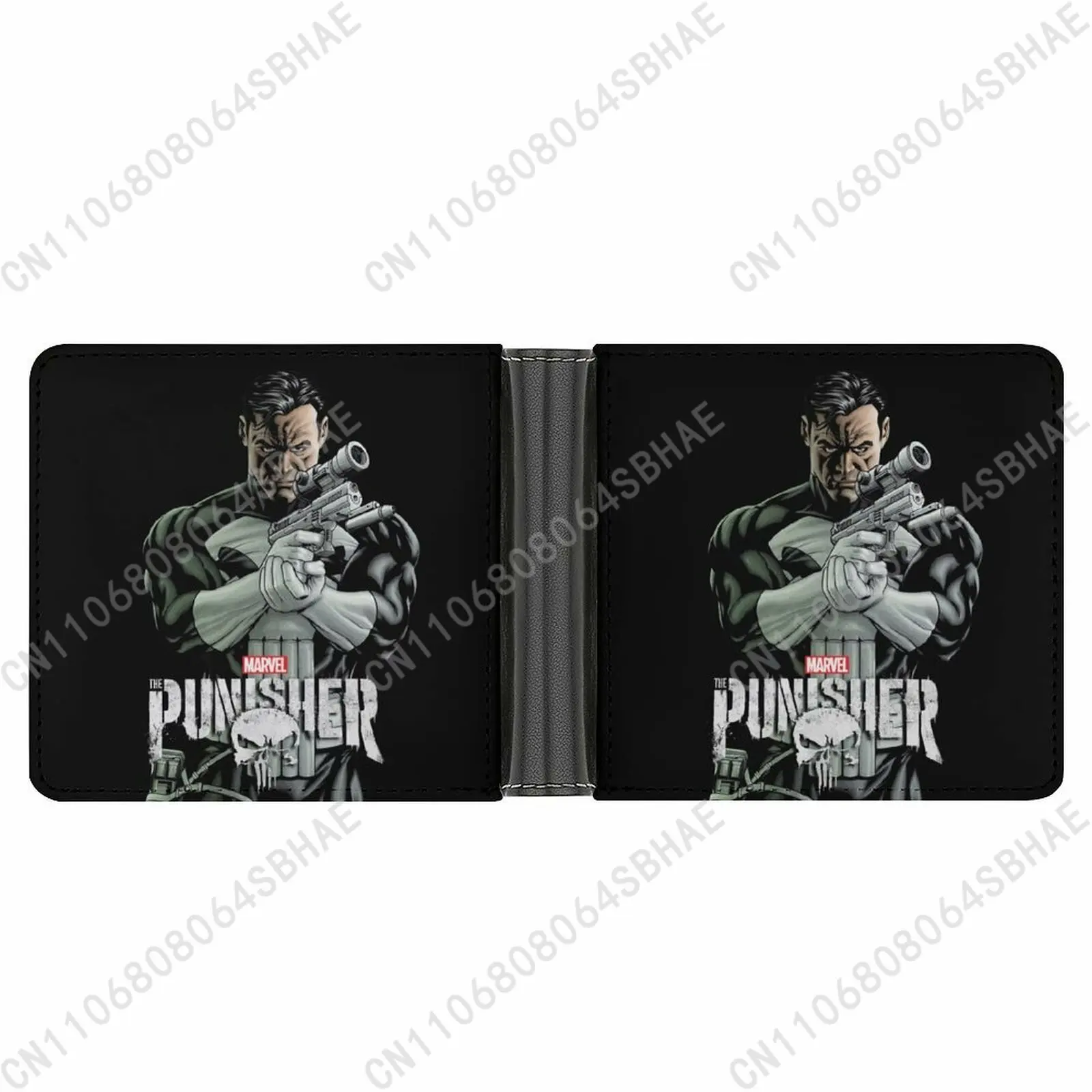 

Marvel The Punisher Trendy Leather Wallet Teenage Male Woman Personalized Slim Credit Card Holder Small Purse Daily Use Cosplay