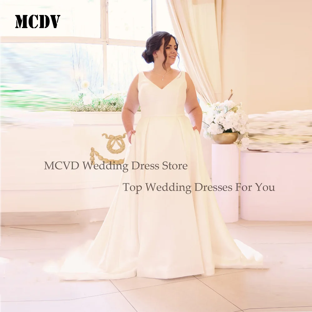 

MCDV Oversize Wedding Dresses For Women Sleeveless V-Neck Bride Gowns With Pocket Backless vestidos de novia 2026 Customized
