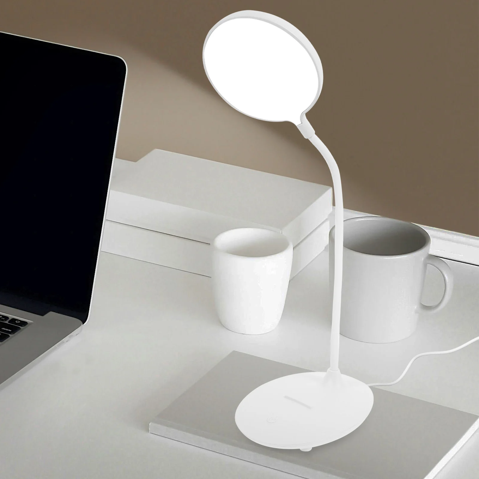 

USB Charging Desk Lamp LED Dimmable Soft Light No Flicker Eye Protection 2 Ivory White Study Office Table Small Lamps