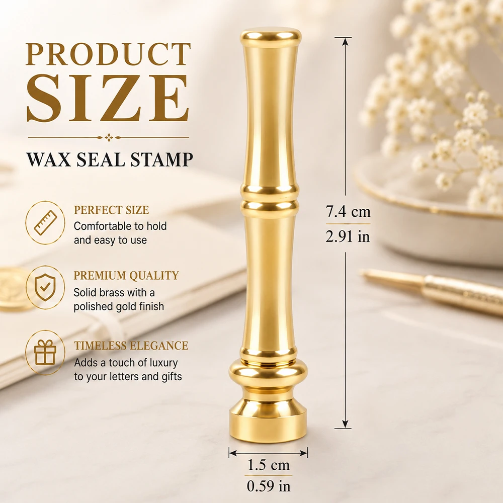 26Letters A-Z Wax Seal Stamp Replaceable Brass Alphabet Sealing Wax Stamp with Bamboo Golden Handle DIY Invitation nvelope Gift