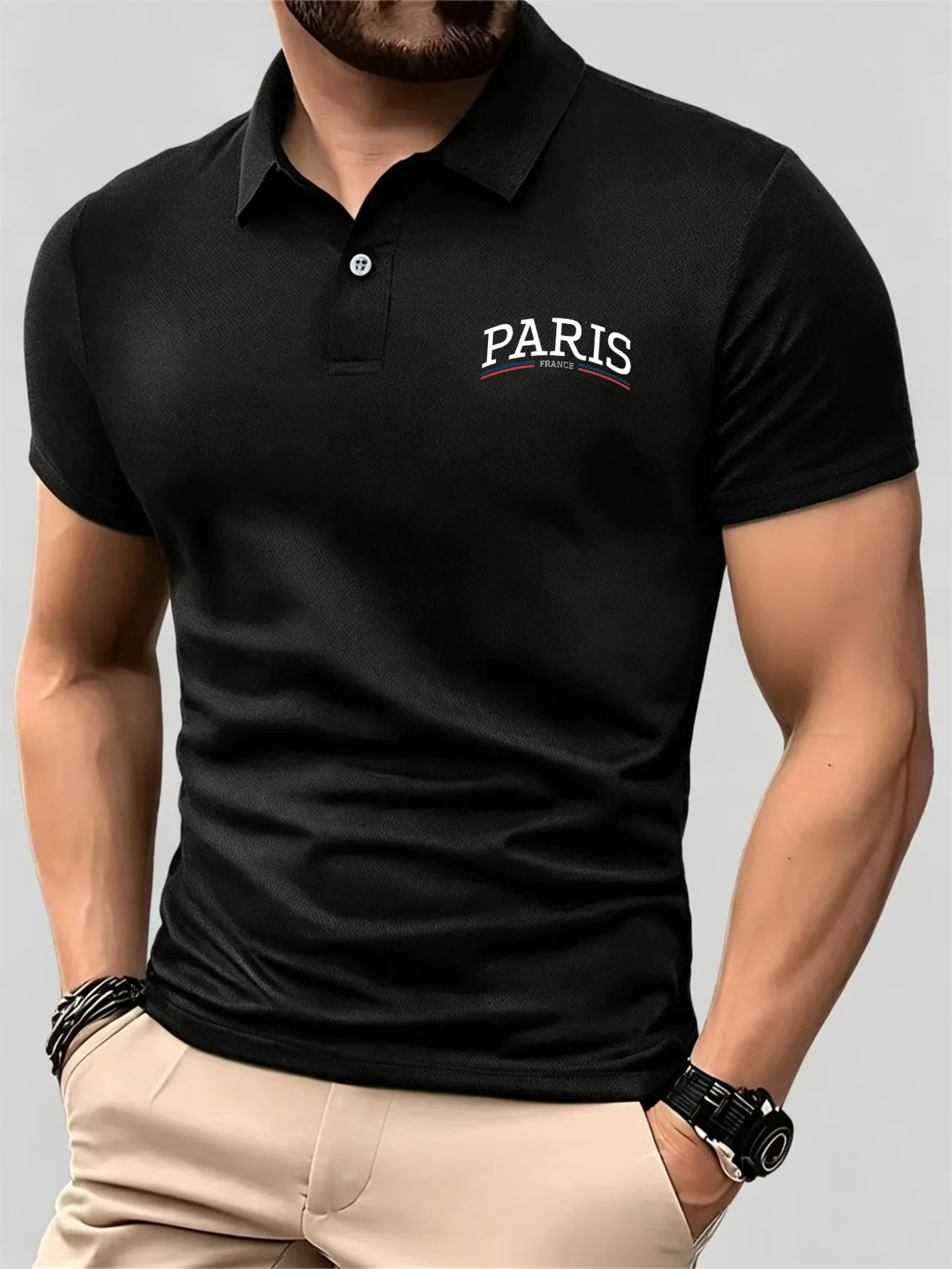 Camiseta Polo para Hombre, Transpirable, de Manga Corta, Informal, para Negocios, Verano, Oficina, Uso Diario, Ajuste Cómodo