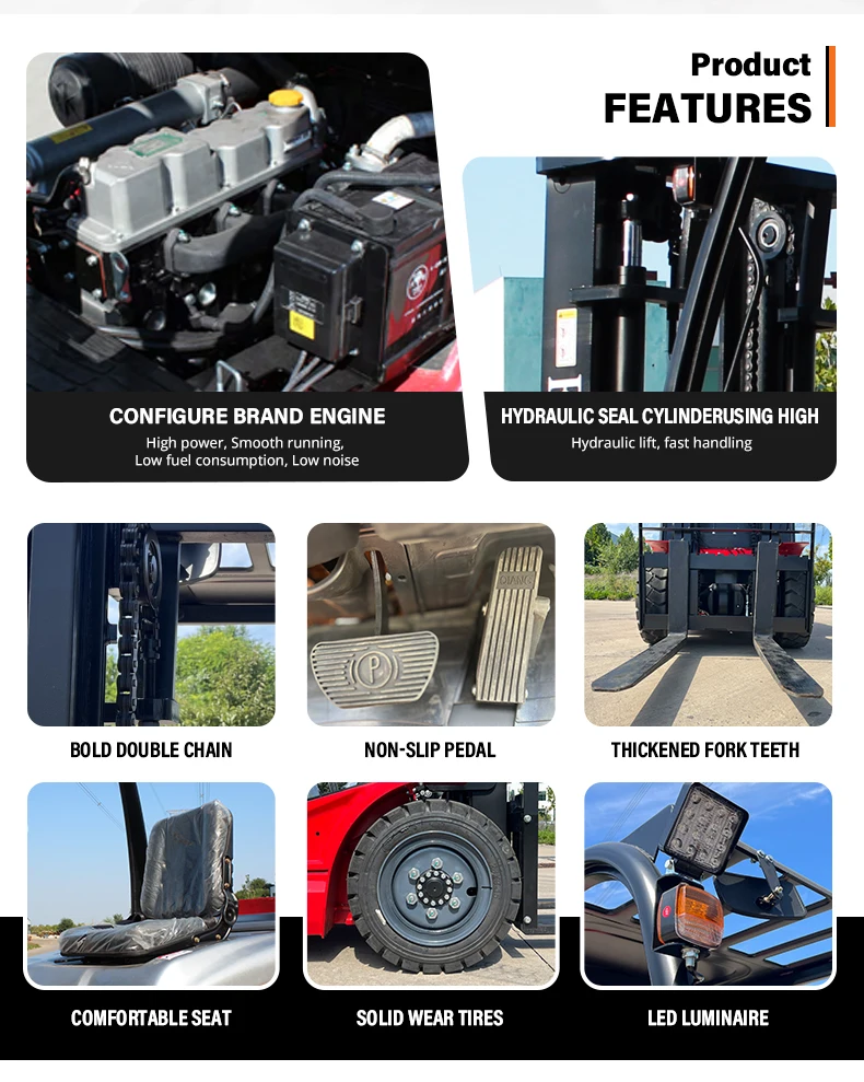Leistungsstarker 7-Tonnen-Dieselstapler mit Allradantrieb für den Transport von Steinbruchblöcken 7-Tonnen-Dieselstapler – Detail 9
