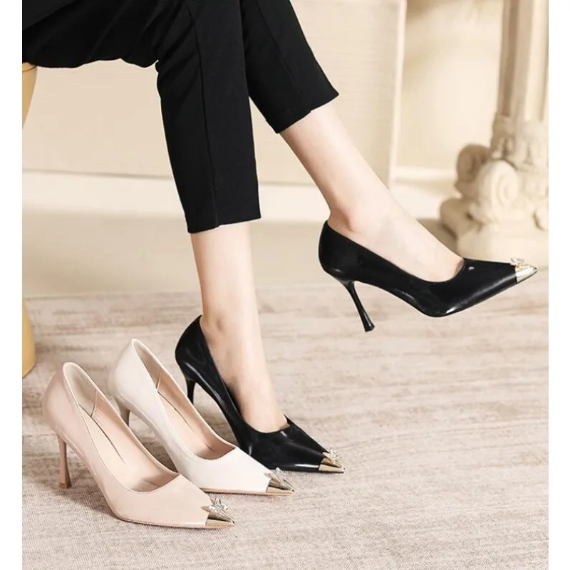 Size31-43 Women Shoes Pumps Office Lady Shoes Solid PU Pointed Toe 5/7/9CM High Heel Thin Heels Party Sexy Stiletto Women Heels