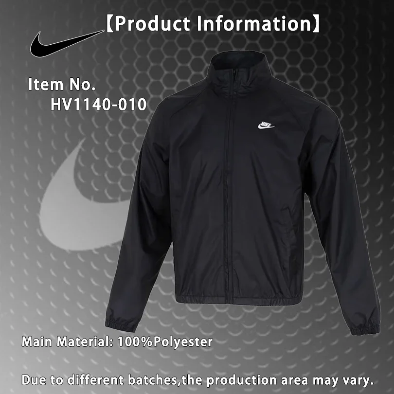 Nike Unisex Mesh Embroidered Woven Jacket for Men Women, Autumn Winter Layered Running Fitness Outerwear HV1140-010